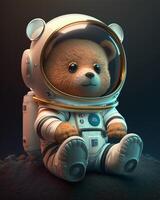 astronaute nounours ours réaliste illustration établi avec ai outils photo