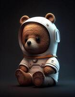 astronaute nounours ours réaliste illustration établi avec ai outils photo