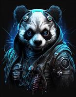 cyberpunk Panda réaliste illustration établi avec ai outils photo