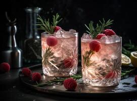 framboise cocktail. illustration ai génératif photo