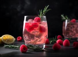 framboise cocktail. illustration ai génératif photo