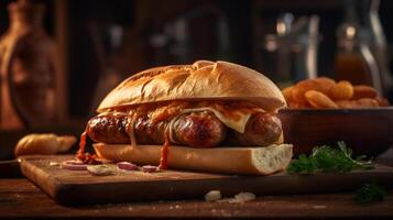 argentin saucisse sandwich illustration ai génératif photo