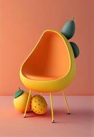 génératif ai illustration de objectif chaise avoir fruit forme, studio Contexte solide photo