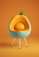 génératif ai illustration de objectif chaise avoir fruit forme, studio Contexte solide photo