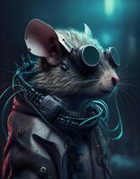 cyberpunk Souris rat réaliste illustration établi avec ai outils photo