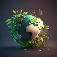 génératif artificiel intelligence.illustré planète Terre dans le forme de une balle. dessin animé carte postale pour Terre journée. photo