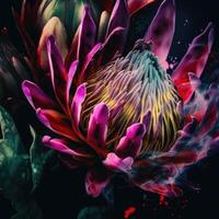 magnifique épanouissement fleur guerre flore, protea susara. .créé avec génératif ai photo