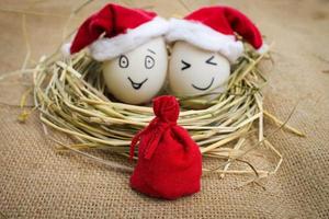 content des œufs à Noël. photo