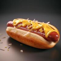 image de Hot-dog fromage saucisse délicieux réaliste nourriture génératif ai photo