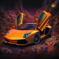 LSD lamborghini loin trippant fantastique image génératif ai photo