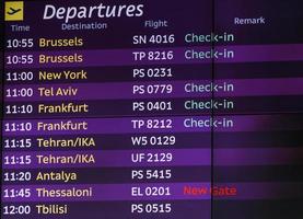liste de départs dans aéroport photo