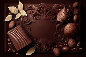 Haut vue délicieux les types de Chocolat. génératif ai photo