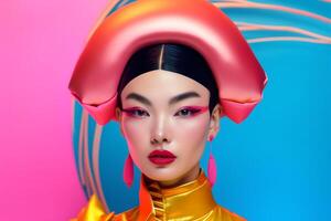 ai généré asiatique femme dans futuriste style photo