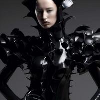 ai généré femme avec futuriste vêtements photo