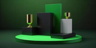 réaliste 3d vert thème podium pour produit afficher. ai généré photo