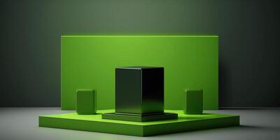 réaliste 3d vert thème podium pour produit afficher. ai généré photo