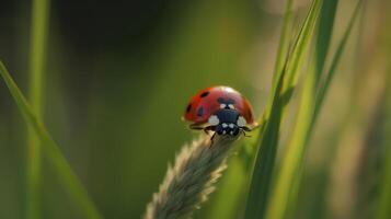 coccinelle sur Naturel Contexte. illustration ai génératif photo