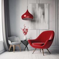 moderne intérieur avec vif chaise. illustration ai génératif photo