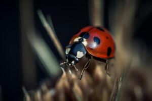 coccinelle sur Naturel Contexte. illustration ai génératif photo