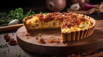 Quiche lorraine français plat génératif ai photo