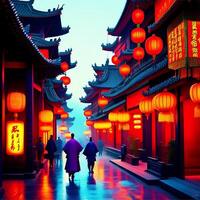 illustration de milieu chinois soie dynastie traditionnel Douane et culture ai généré photo