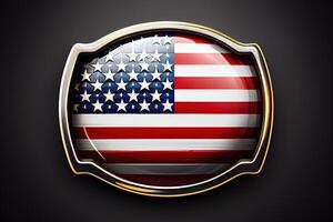 content la main d'oeuvre journée. américain drapeau badge. génératif ai photo