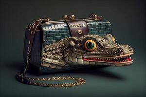 génératif ai illustration de accessoires chaussures, sacs à main... fabriqué de crocodile peau photo