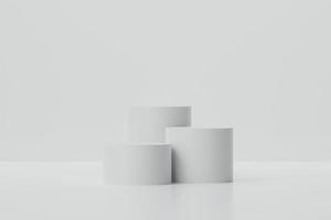 3d blanc podium ou étape pour emballage présentation et cosmétique. maquette supporter produit scène Contexte. 3d podium étape le rendu minimal style blanc Couleur photo