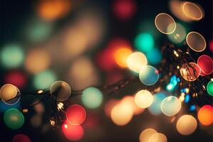 Noël lumières bokeh Contexte riches couleurs. génératif ai photo