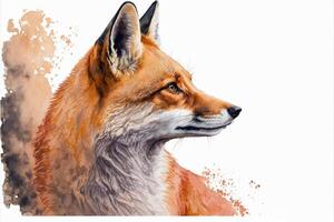 aquarelle sauvage animal rouge Renard à la recherche en haut côté voir. génératif ai photo