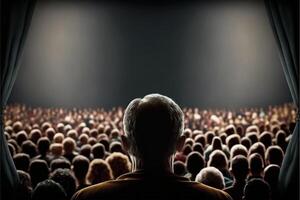 vue de foule derrière cinéma. génératif ai photo