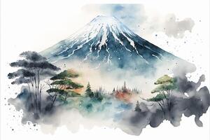 aquarelle Japon Fuji Montagne. génératif ai photo