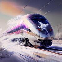 haute vitesse rail les trains. génératif ai photo