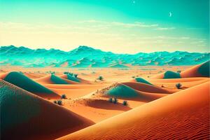 Matin paysage avec désert le sable dunes. vide contenu. génératif ai photo