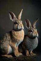 deux de lapin. génératif ai photo