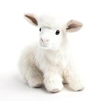 mignonne mouton animal peluche jouet blanc Contexte animal poupée avec génératif ai photo