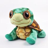 mignonne tortue animal peluche jouet blanc Contexte animal poupée avec génératif ai photo