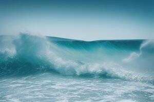 le bleu mer vague avec ai généré. photo