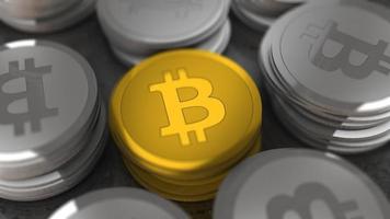 Bitcoins d'or et d'argent de crypto-monnaie, concept de finance photo