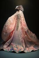 une magnifique La peinture de magnifique fille mariage robe. génératif ai. photo