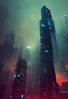 cyberpunk gratte-ciel tendance sur art gare. génératif ai photo
