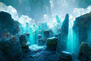 image de le à l'intérieur de un la glace grotte. génératif ai. photo