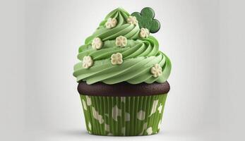 Saint patrick's journée vert petit gâteau , génératif ai photo