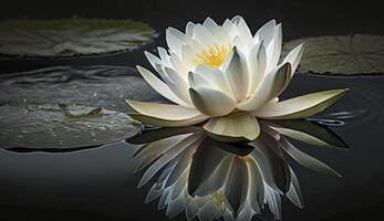 lotus fleur ou l'eau lis flottant sur l'eau , génératif ai photo