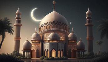 illustration de incroyable architecture conception de musulman mosquée Ramadan Karim, islamique architecture Contexte Ramadan Karim, islamique mosquée, ramadan, Ramzan, aïd, culture, arabe, produire ai photo