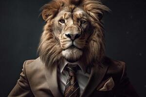 ai génératif Lion comme une entreprise PDG photo