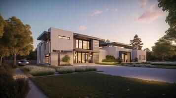 ai génératif 3d moderne luxe réel biens maison pour vente et location , luxe propriété concept, photo