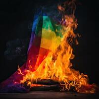 coloré arc en ciel feu, gay fierté drapeau couleurs, lgbt communauté drapeau. génératif ai photo
