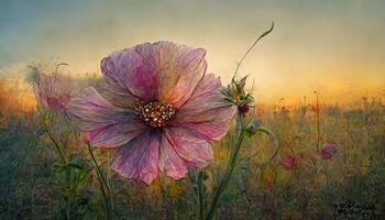 magnifique fleur avec des roses pétales dans une Naturel environnement. génératif ai photo