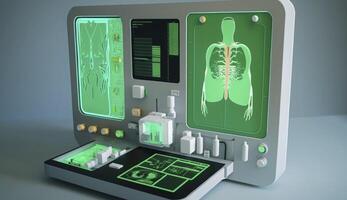 moderne et fonctionnement médical dépistage La technologie à laboratoire. post-produit génératif ai numérique illustration. photo